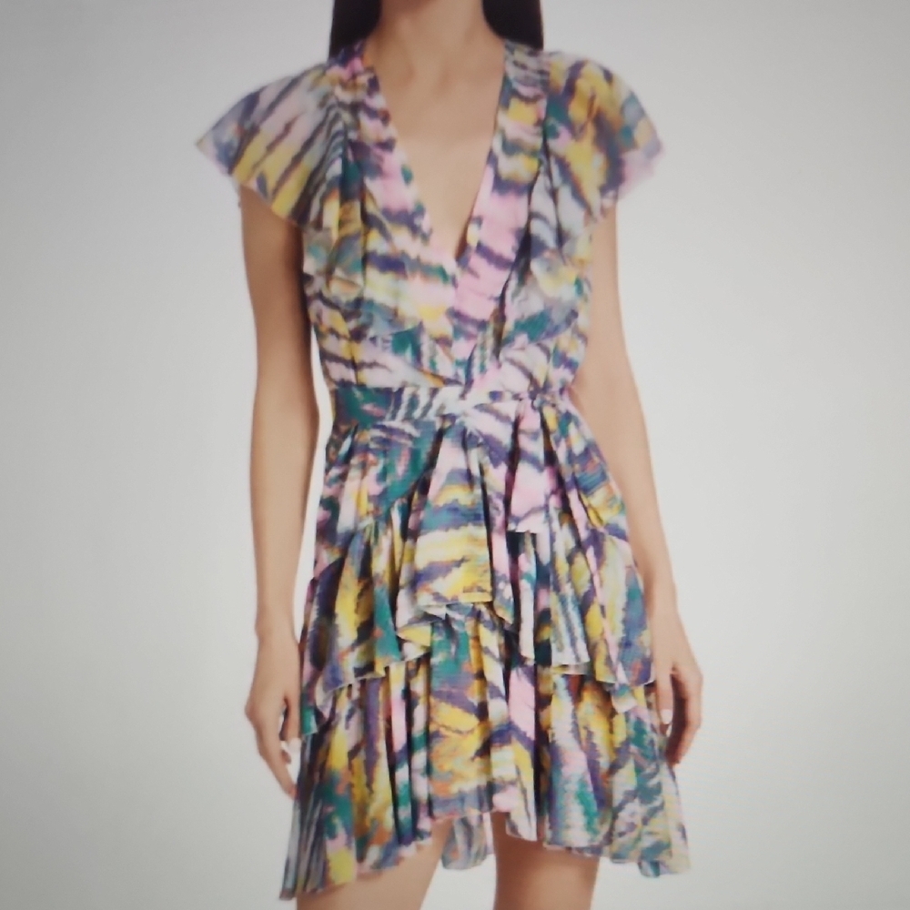 Le Superbe Lil Flirt Print Ruffle Minidress Size 8